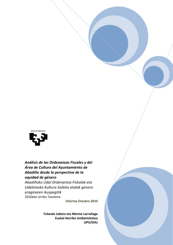 Análisis de las Ordenanzas Fiscales y del Área de Cultura del Ayuntamiento de Abadiño desde la perspectiva de la equidad de género 2010 analisis-de-las-ordenanzas-fiscales-y-del-area-de-cultura-del-ayuntamiento-de-abadino-desde-la-perspectiva-de-la-equidad-de-genero-2010