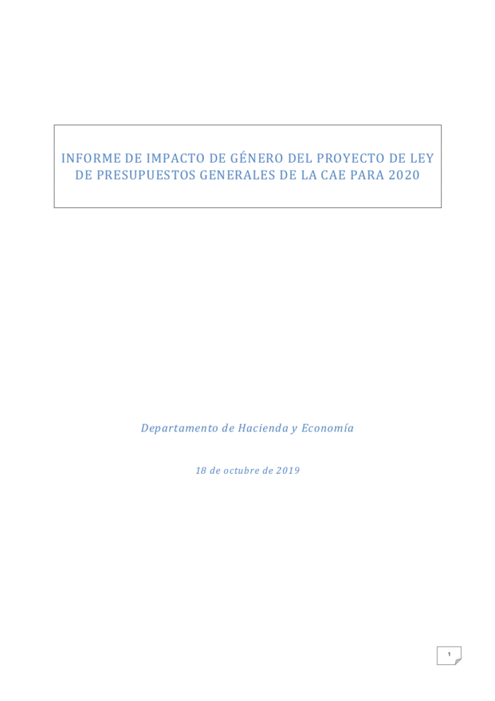 Informe de Impacto de Género del Proyecto de Ley de Presupuestos Generales de la Comunidad Autónoma de Euskadi para 2020 informe-de-impacto-de-genero-del-proyecto-de-ley-de-presupuestos-generales-de-la-comunidad-autonoma-de-euskadi-para-2020