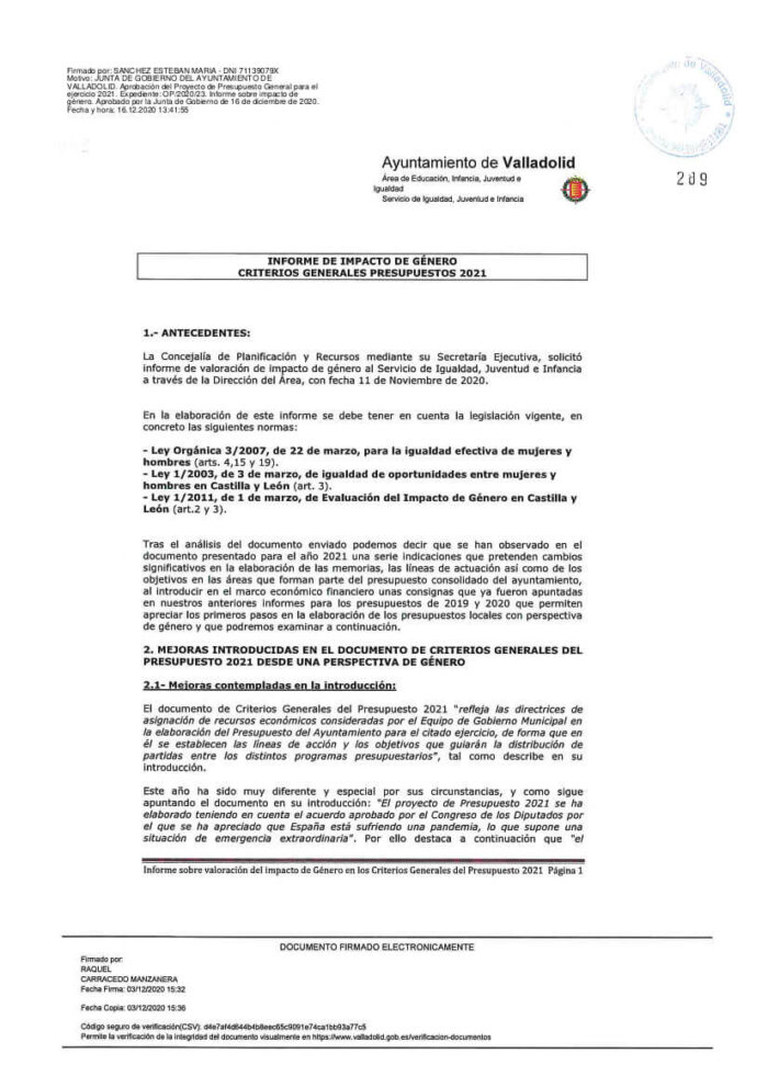 Informe de Impacto de Género Criterios Generales del Presupuestos Ayuntamiento de Valladolid 2021 informe-de-impacto-de-genero-criterios-generales-del-presupuestos-ayuntamiento-de-valladolid-2021